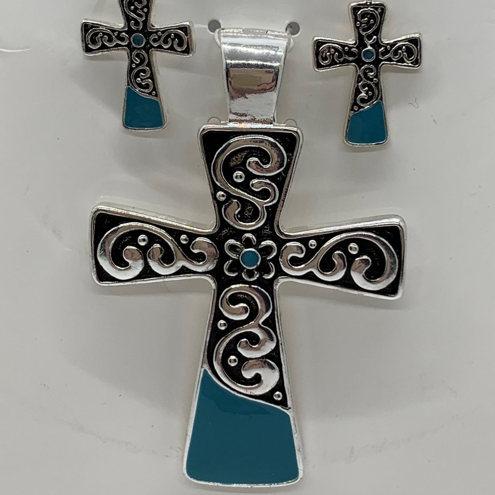 Colorful Rainbow Collection Pendant Earring Set Turquoise New